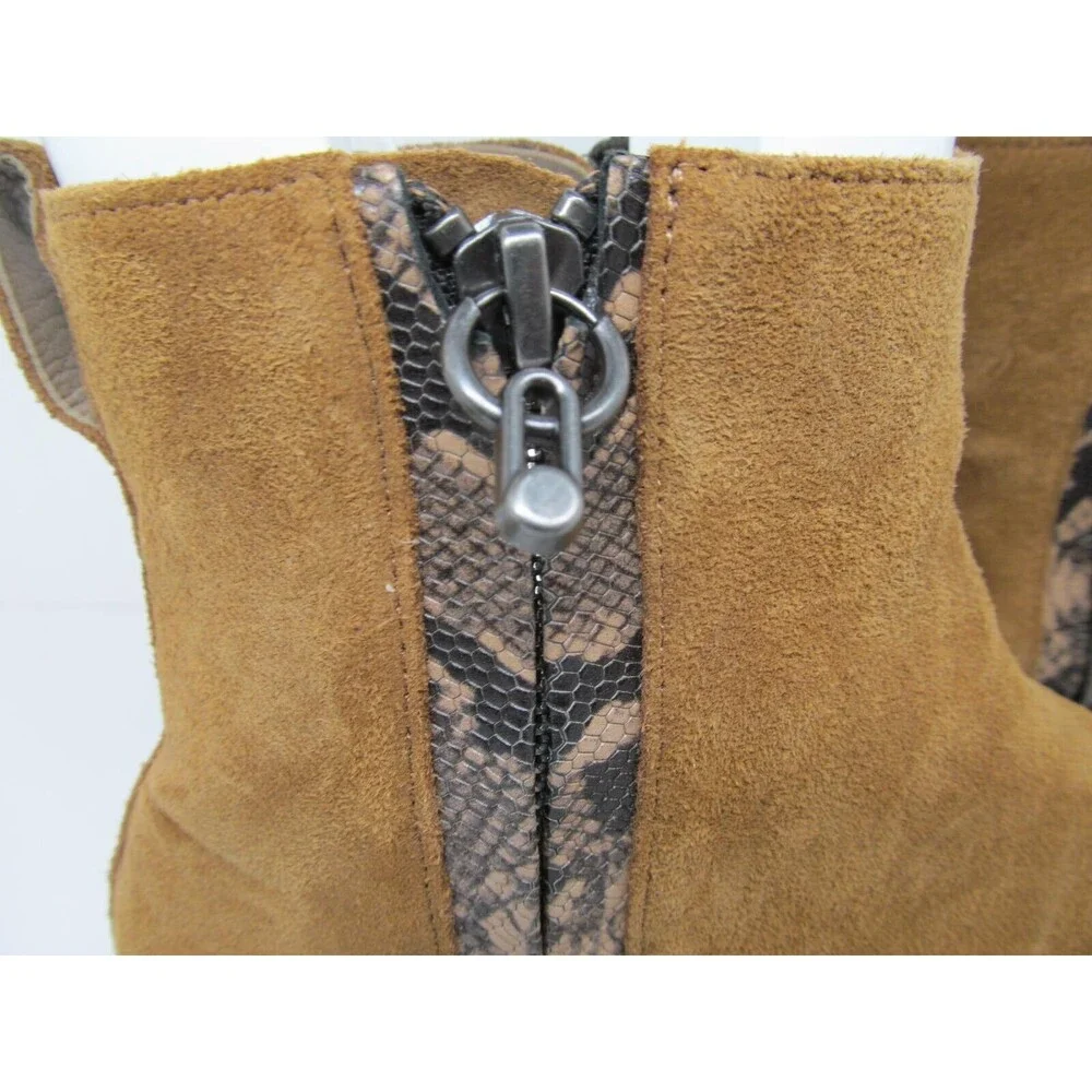 Donald J. Pliner Womens Brown Suede Double Side Zippers Ankle Boots Size US 8.5